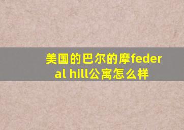 美国的巴尔的摩federal hill公寓怎么样